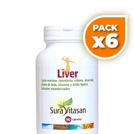 Pack 6x LIVER 650Mg. 90 CÁPSULAS SURA VITASAN
