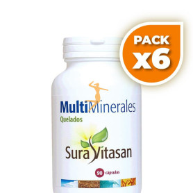 Pack 6x MULTI MINERALES QUELADOS 90 CÁPSULAS SURA VITASAN