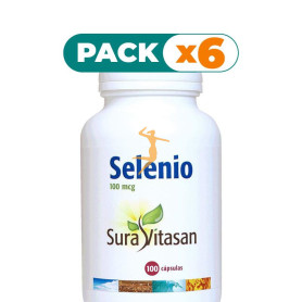 Pack 6x SELENIO L-SELENOMETIONINA 100Mcg. 100 CÁPSULAS SURA VITASAN