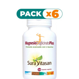 Pack 6x MAGNESIO BISGLICINATO PLUS 120 CÁPSULAS SURA VITASAN