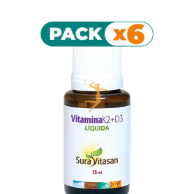 Pack 6x VITAMINA K2 Y D3 15Ml. SURA VITASAN