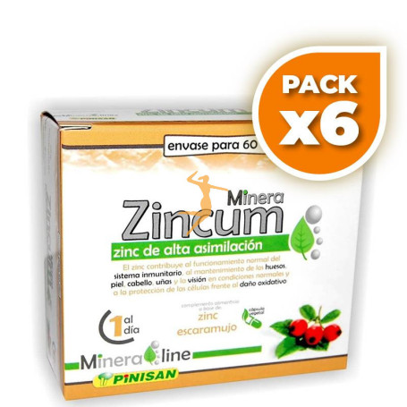 Pack 6x MINERALINE ZINCUM 60 CÁPSULAS PINISAN