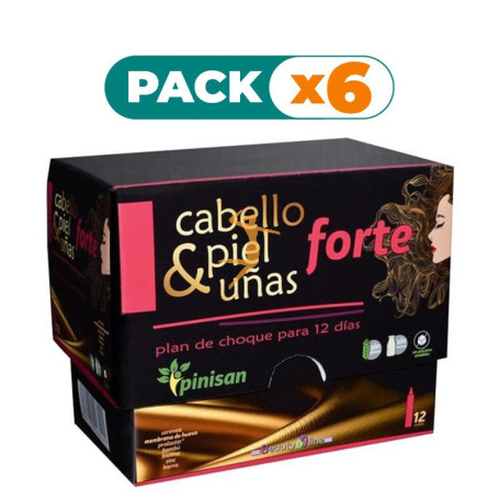 Pack 6x CABELLO, PIEL Y UÑAS FORTE 12 VIALES PINISAN