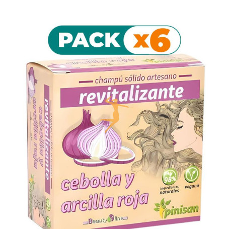 Pack 6x CHAMPU SOLIDO REVITALIZANTE CEBOLLA Y ARCILLA ROJA PINISAN