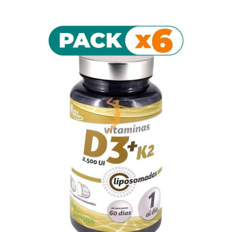 Pack 6x D3 + K2 LIPOSOMADAS 2.500UI 60 CAPSULAS PINISAN