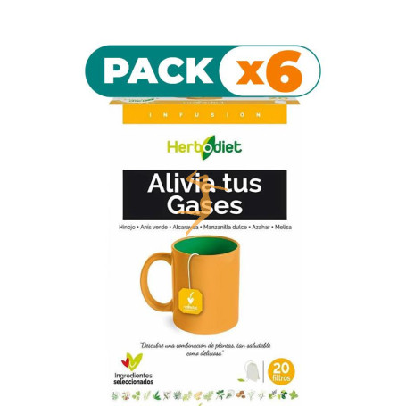 Pack 6x HERBODIET ALIVIA TUS GASES 20 FILTROS NOVA DIET