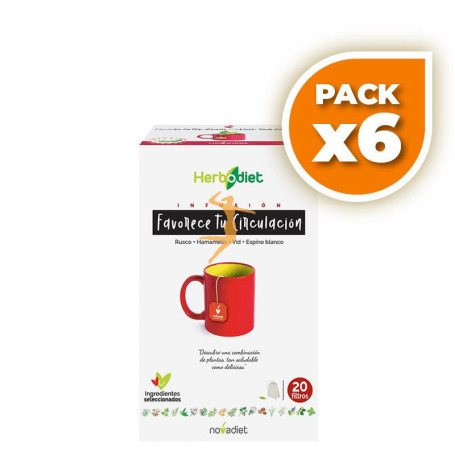 Pack 6x HERBODIET FAVORECE CIRCULACIÓN 20 FILTROS NOVA DIET