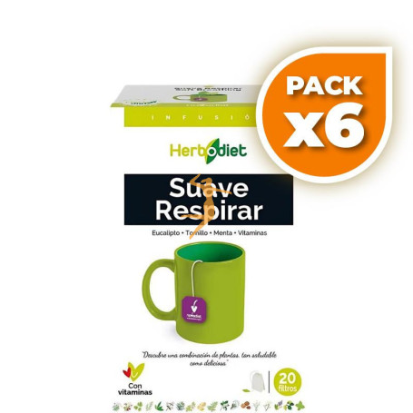 Pack 6x HERBODIET SUAVE RESPIRAR 20 FILTROS NOVA DIET