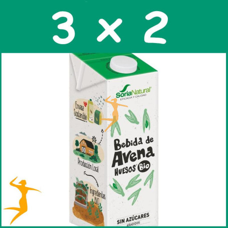 Pack 3x2 BEBIDA DE AVENA HUESOS BIO 1L SORIA NATURAL