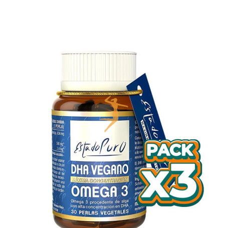 Pack 3x ESTADO PURO DHA VEGANO OMEGA 3 30 PERLAS VEGETALES ESTADO PURO - TONGIL