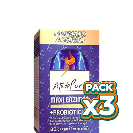 Pack 3x ESTADO PURO MAXI ENZIMAS CON PROBIOTICOS 80 CAP ESTADO PURO - TONGIL