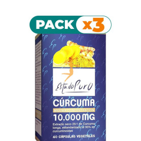 Pack 3x CÚRCUMA 10.000MG 40 CÁPSULAS VEGETALES ESTADO PURO