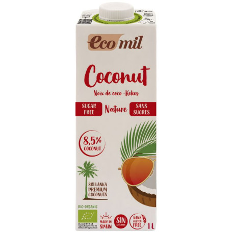 BEBIDA DE COCO NATURE SIN AZÚCAR BIO 1L ECOMIL