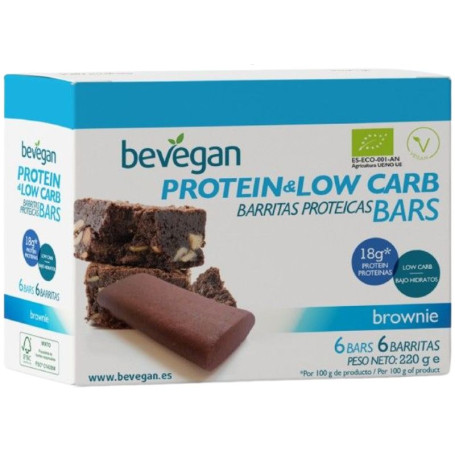 BARRITA PROTEICA BROWNIE BAJA EN CARBOHIDRATOS 6X36G BEVEGAN
