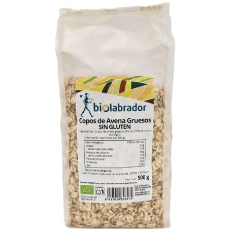 COPOS DE AVENA GRUESOS SIN GLUTEN 500G BIOLABRADOR