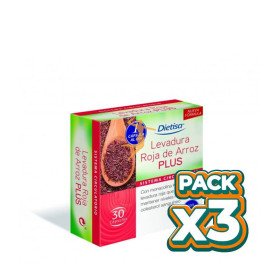 Pack 3x LEVADURA ARROZ ROJO PLUS 3% 30 CÁPSULAS DIETISA