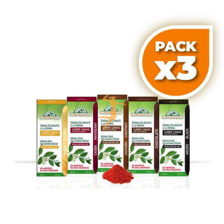 Pack 3x CREMA COLOR CABELLO CAOBA 60Ml. CORPORE SANO