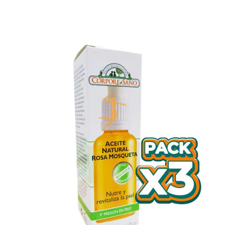 Pack 3x ACEITE NATURAL DE ROSA MOSQUETA 30Ml. CORPORE SANO