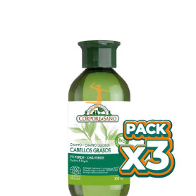 Pack 3x CAHMPÚ CABELLOS GRASOS COSMOS ORGANIC 300Ml. CORPORE SANO