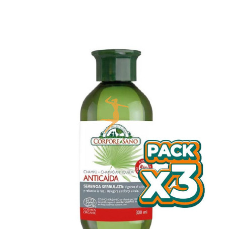 Pack 3x CHAMPÚ ANTICAÍDA COSMOS ORGANIC 300Ml. CORPORE SANO