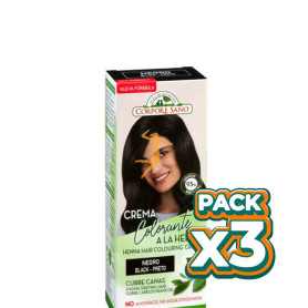 Pack 3x CREMA COLORANTE HENNA NEGRO 80Ml. CORPORE SANO