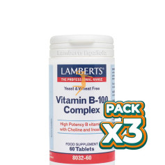 Pack 3x COMPLEJO DE VITAMINAS B-100 60 TABLETAS LAMBERTS