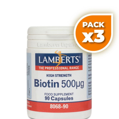 Pack 3x BIOTINA 500µg. LAMBERTS