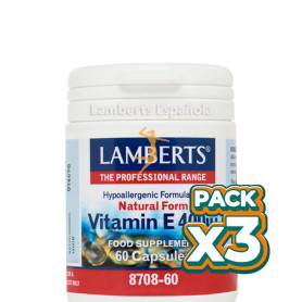 Pack 3x VITAMINA E NATURAL 400UI 60 TABLETAS LAMBERTS