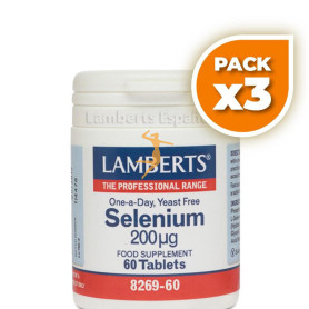 Pack 3x SELENIO 200µg. (COMO L-SELENOMETIONINA) LAMBERTS