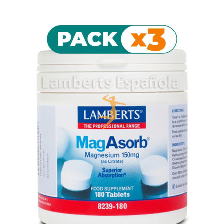 Pack 3x MAGABSORB 180 TABLETAS LAMBERTS