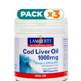 Pack 3x ACEITE DE HÍGADO DE BACALAO 1000Mg. LAMBERTS