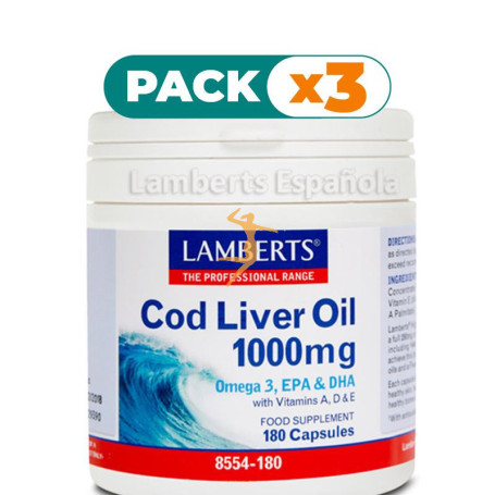 Pack 3x ACEITE DE HÍGADO DE BACALAO 1000Mg. LAMBERTS
