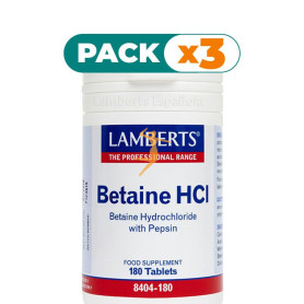 Pack 3x BETAINA HCI 324Mg. PEPSINA 5Mg. LAMBERTS