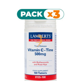 Pack 3x VITAMINA C 500Mg. CON BIOFLAVONOIDES 100 TABLETAS LAMBERTS