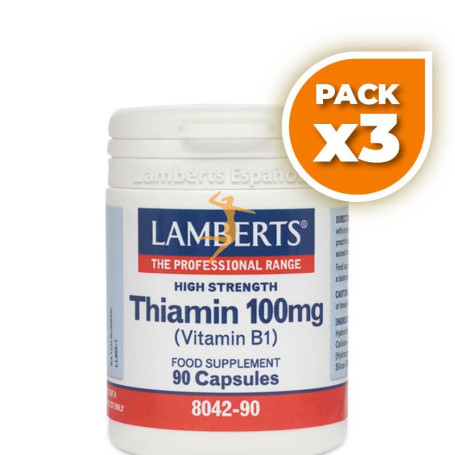 Pack 3x TIAMINA 100Mg. (VITAMINA B1) LAMBERTS
