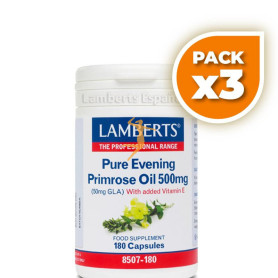 Pack 3x ACEITE DE PRÍMULA PURO 500Mg. LAMBERTS