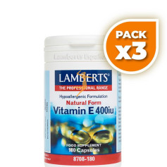 Pack 3x VITAMINA E NATURAL 400UI 180 TABLETAS LAMBERTS