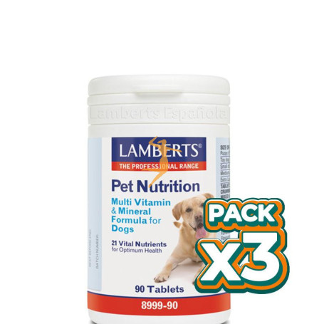 Pack 3x PET NUTRITION (MULTIVIT. Y MINERALES PARA PERROS) 90 TABLETAS LAMBERTS