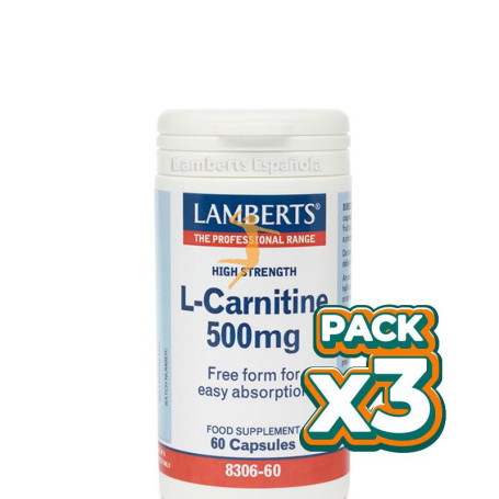 Pack 3x L-CARNITINA 500Mg. 60 CÁPSULAS LAMBERTS