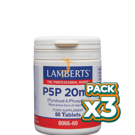 Pack 3x P5P 20Mg. 60 TABLETAS LAMBERTS