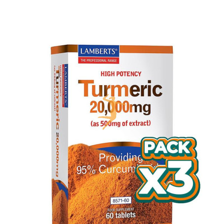 Pack 3x TURMERIC 20.000Mg. 60 TABLETAS LAMBERTS