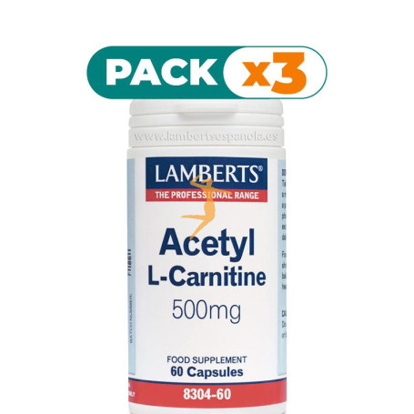 Pack 3x L-ACETIL CARNITINA 60 CÁPSULAS LAMBERTS