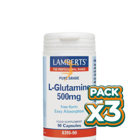 Pack 3x L-GLUTAMINA 90 CÁPSULAS LAMBERTS