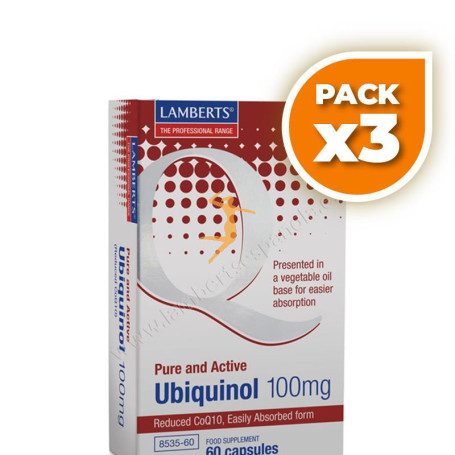 Pack 3x UBIQUINOL 100Mg. 60 CÁPSULAS LAMBERTS