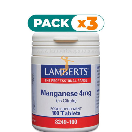 Pack 3x MANGANESO 100 TABLETAS LAMBERTS