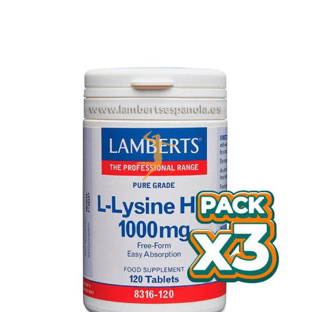 Pack 3x L-LISINA 120 TABLETAS LAMBERTS