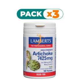 Pack 3x ARTICHOKE 7425MG (16MG CINARINA) 180 TABLETS LAMBERTS