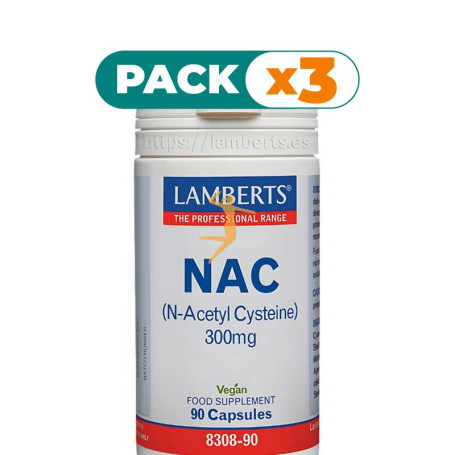 Pack 3x NAC (N-ACETIL CISTEÍNA) 300MG 90 CÁPSULAS LAMBERTS