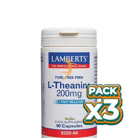 Pack 3x L-TEANINA 200 MG 60 CÁPSULAS LAMBERTS