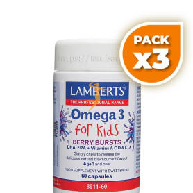 Pack 3x OMEGA 3 PARA NIÑOS CON DHA 100MG/EPA 14MG 60 CÁPSULAS LAMBERTS